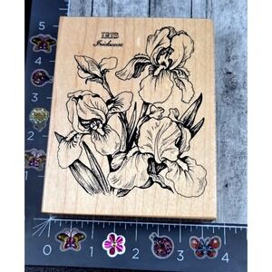 PSX Designs Bearded Iris Botanical K640 1992 Rubber Stamp Wood #G30